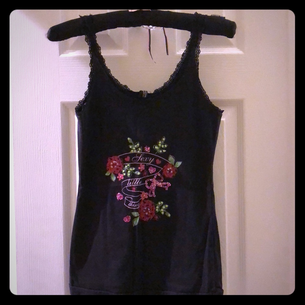 Victoria’s Secret beaded black lace tank small